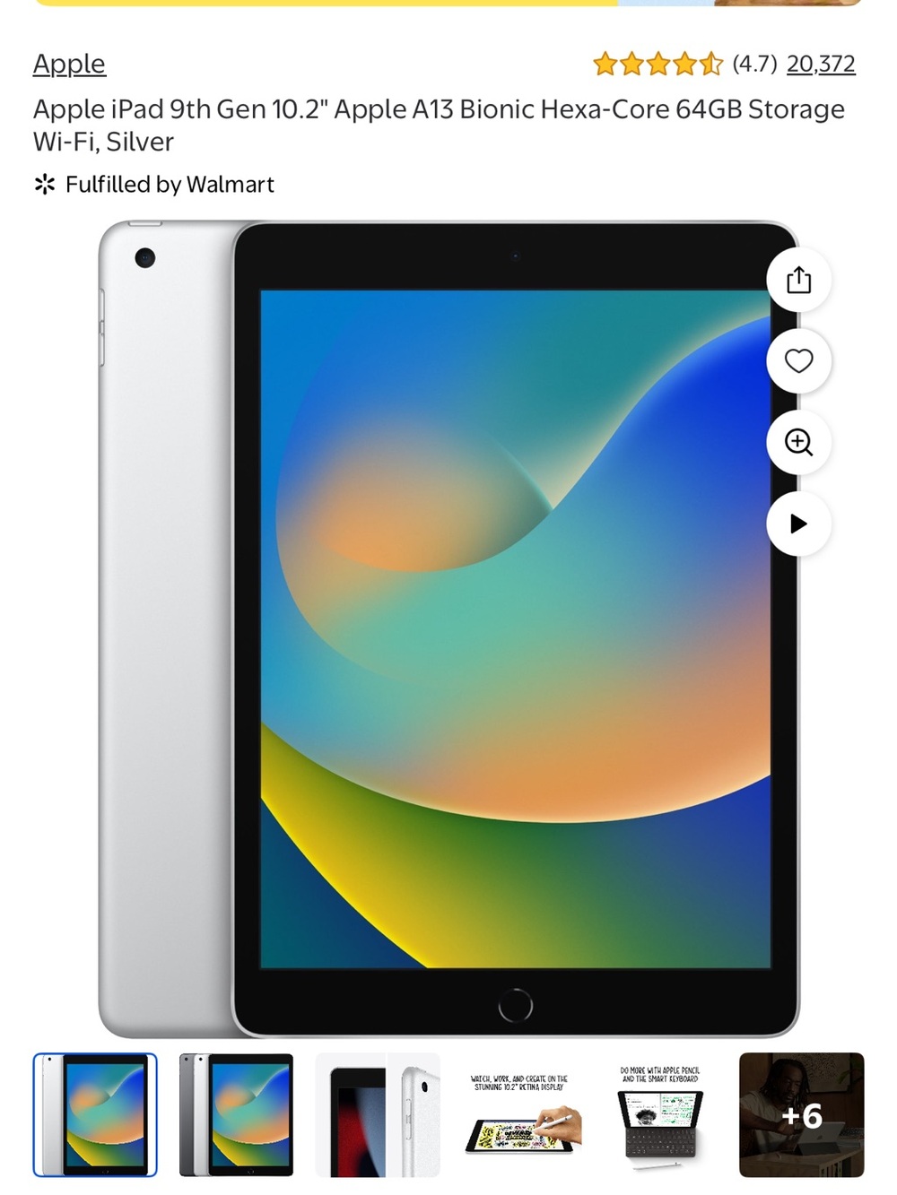 Apple Silver 10.2-inch iPad Wi‑Fi Tablet